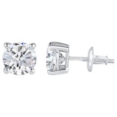 TJD Orecchini a perno con diamante solitario a 4 punte certificato IGI da 2,0 CT in oro bianco 18 carati