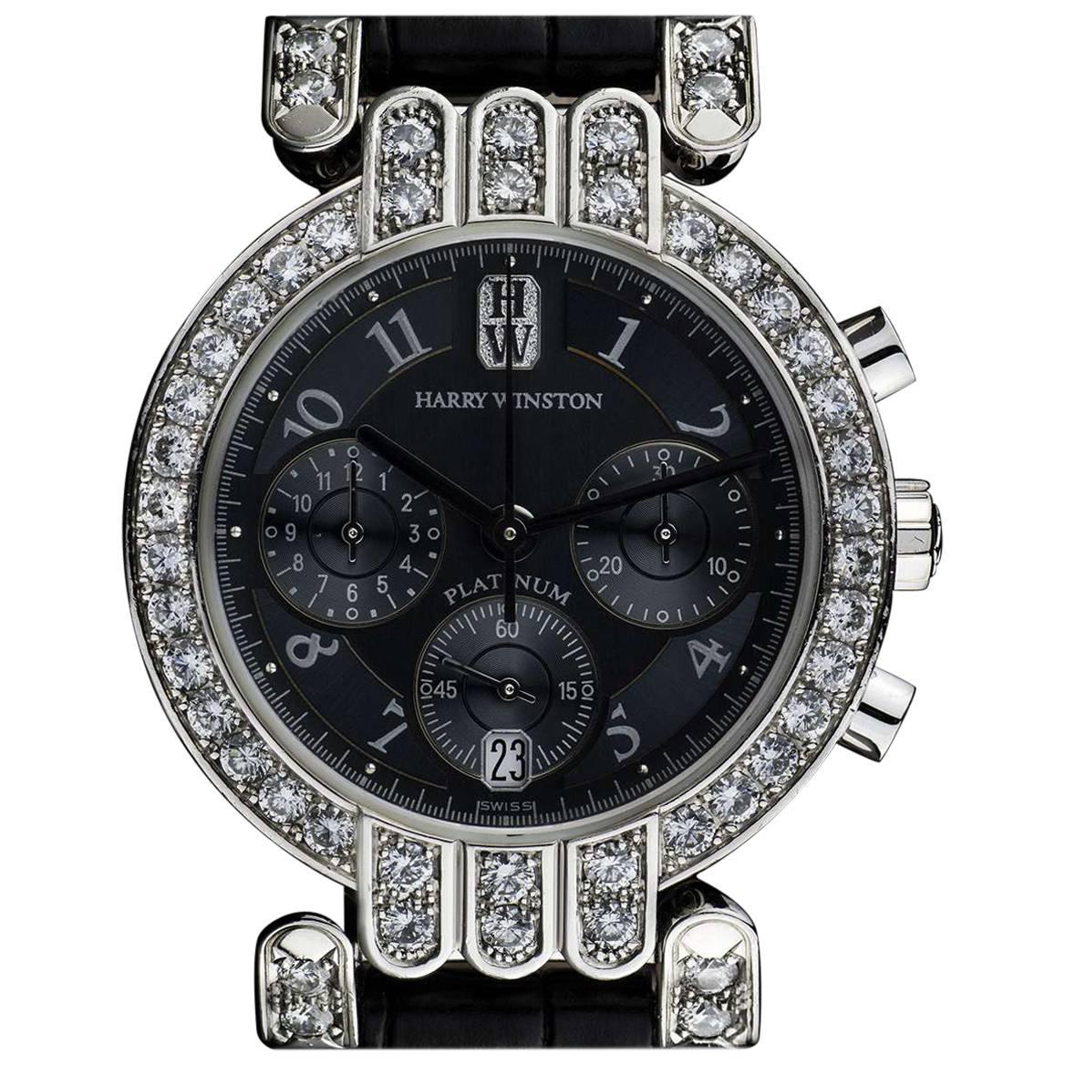 Harry Winston Platinum Diamond Premier automatic Chronograph Wristwatch