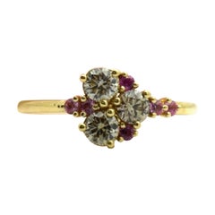 Sapphire & Diamond ring 18KT gold Pink sapphires Barbie style ring