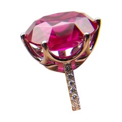 Anillo de diamantes rosa de cóctel de oro de 18 KT
