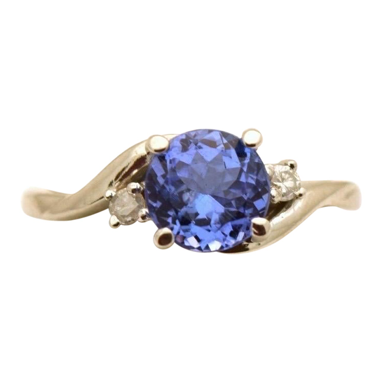 Tanzanite Diamond engagement ring platinum classical ring