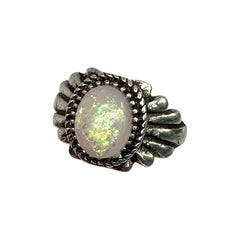 Native American Opal Ring 2.5 Carat Antique Silver