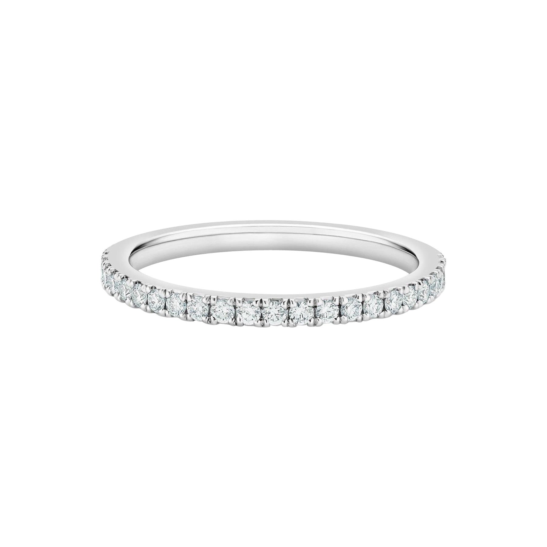 De Beers Platinum Diamond 0.20TCW Classic Half Eternity Wedding Band Ring Papers For Sale