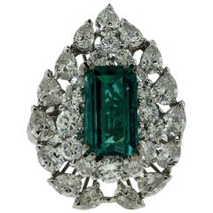 Large Insignificant Colombian Emerald and Diamond Ring with AGL Certificate