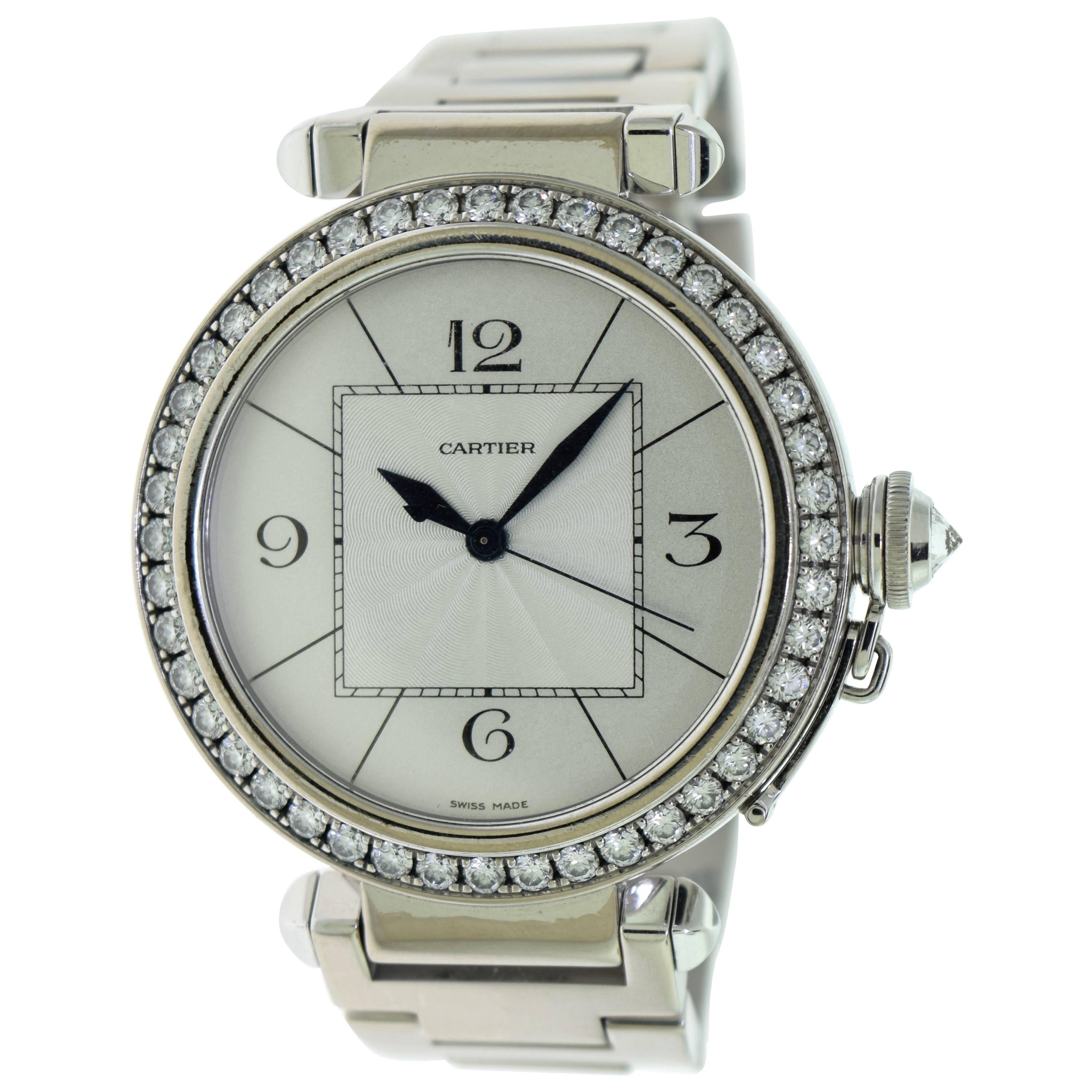 Cartier Pasha de Cartier White Gold Watch with Diamonds, Ref. #2765 For Sale