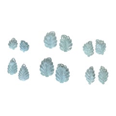 76.40 carats Aquamarine Carved Leaf 12 Pieces Fine Jewelry Making Natural Gem