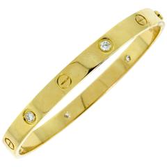 Cartier Yellow Gold Love Bracelet 4 Diamonds Size 18