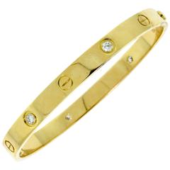 Cartier Yellow Gold Love Bracelet 4 Diamonds Size 18 7