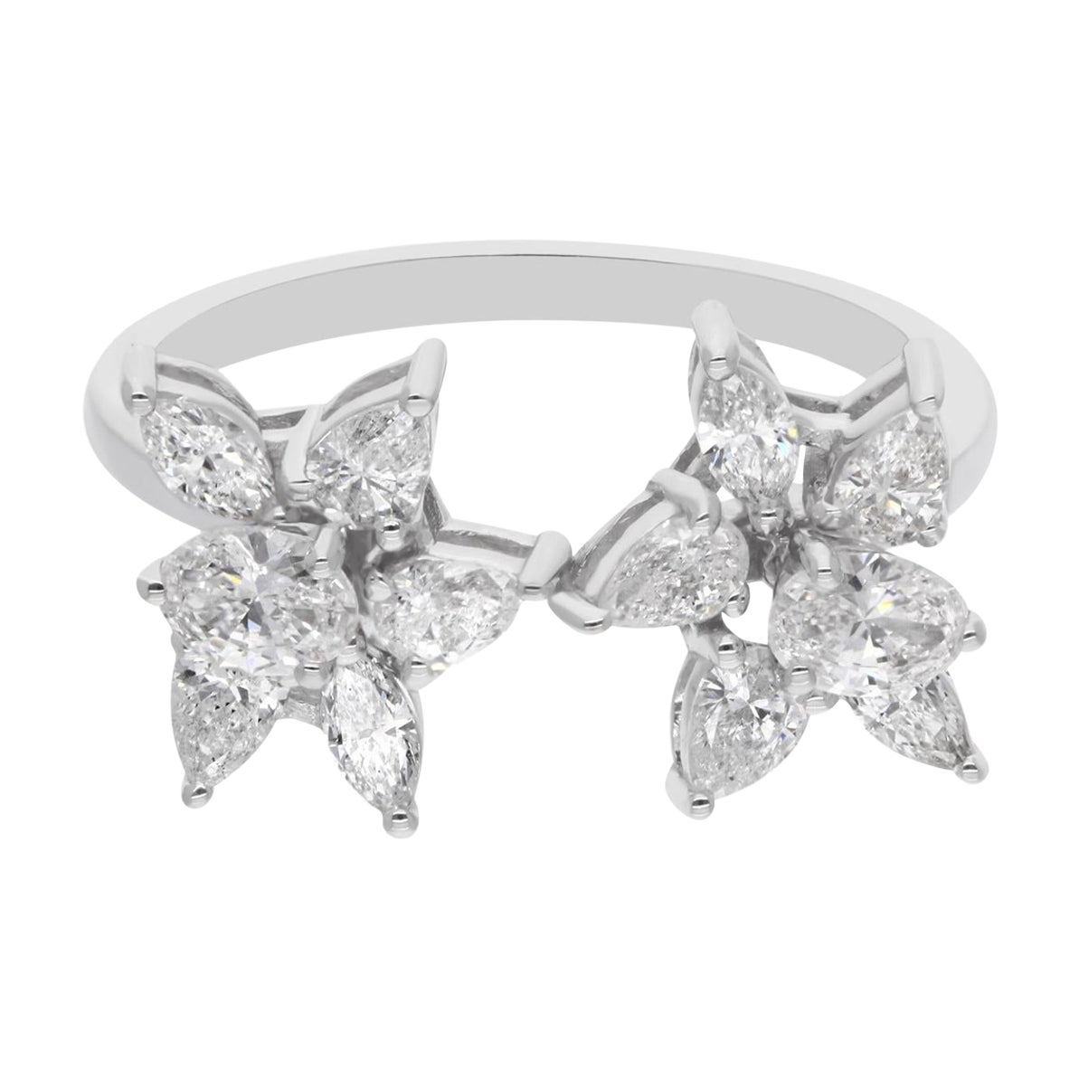 Natural 1.06 Carat SI Clarity HI Color Diamond Ring 14 Karat White Gold Jewelry