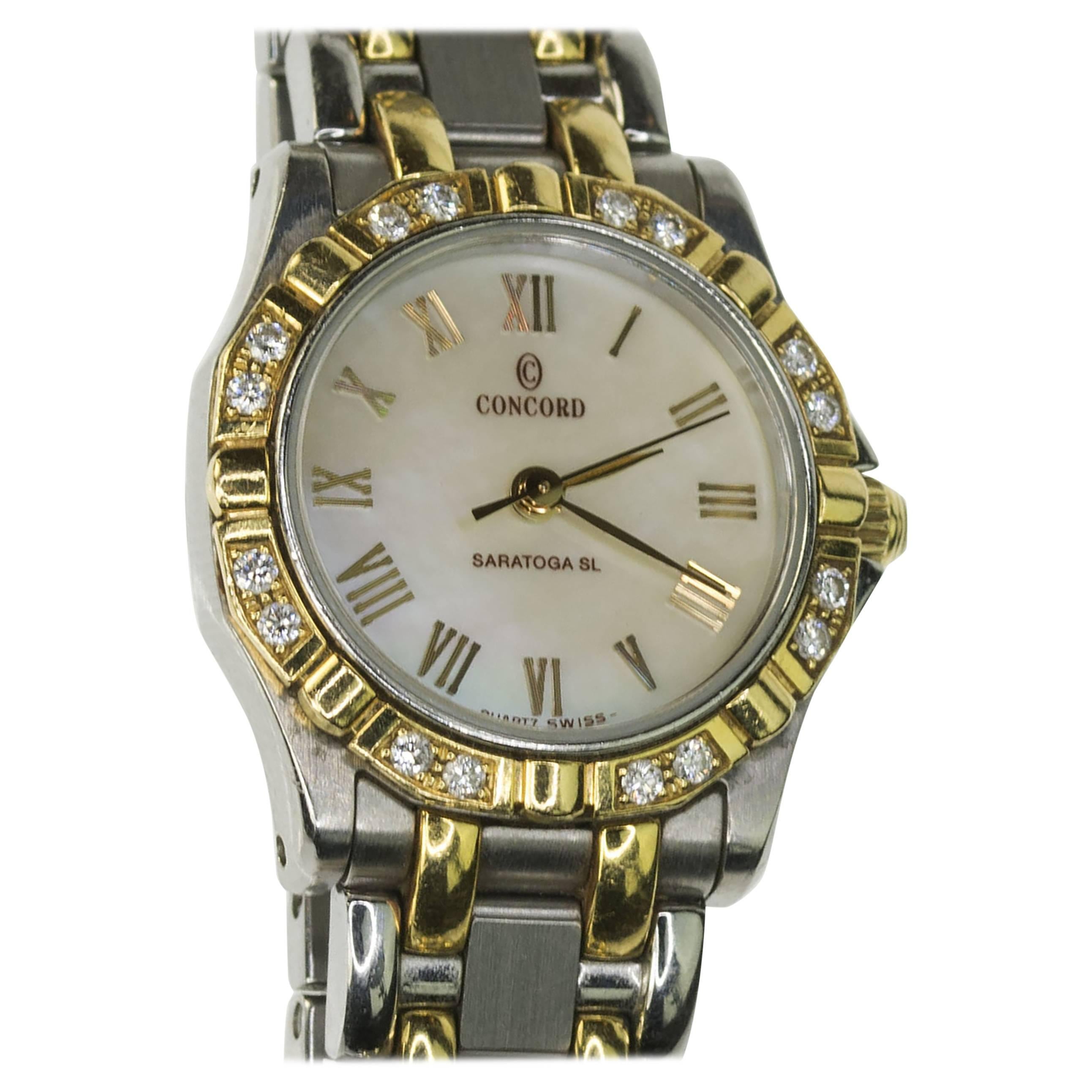 Concord Ladies Stainless Steel Saratoga Mother of Pearl Wristwatch