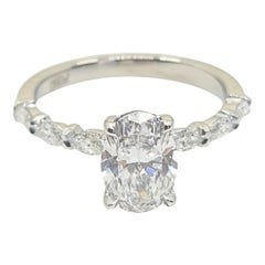 Exquisite GIA Certified 3 Carat Oval Diamond Ring with 0.3 Carat Marquise