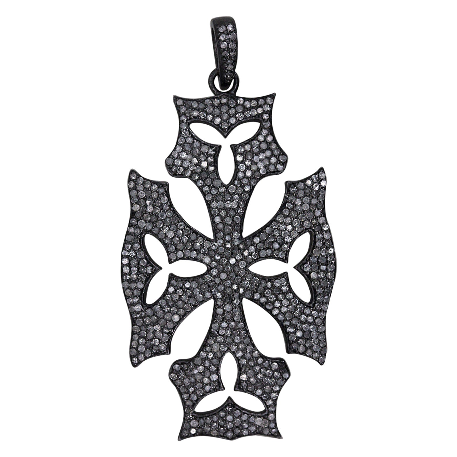 1.46 Ct Pave Diamond Cross Religious Pendant 925 Sterling Silver Wedding Gift.