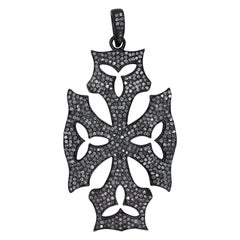 1.46 Ct Pave Diamond Cross Religious Pendant 925 Sterling Silver Wedding Gift.