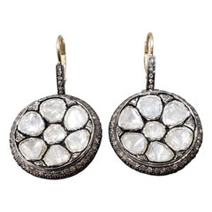 Natürlicher Polki-Diamant-Ohrring 925 Sterlingsilber Antikes 1 Paar Ohrringe Geschenk.
