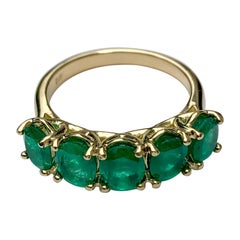 Five-Stone Colombian Natural Emerald 18 Karat Gold Ring