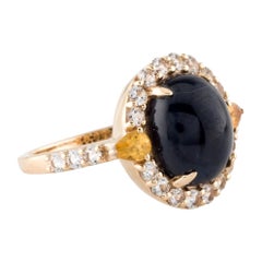 Bague cocktail saphir or jaune 14 carats taille 7 Poire modifiée Brilliante jaune