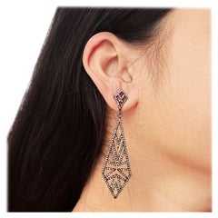 Natural Diamond Vintage Dainty Drop Earrings 925 Sterling Silver 1 Pair Earring