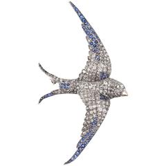 1920s Bird Brooch Embellished in Diamonds and Gemstones 6