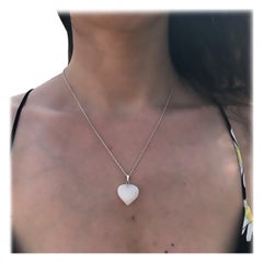Collar de Plata de Ley con Cuarzo Blanco, Collar Colgante Corazón