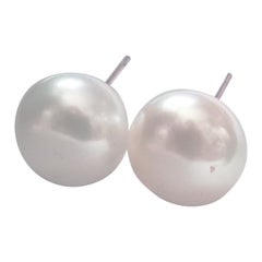 White Freshwater Pearl Stud Earrings on Sterling Silver by nlanlaVictory