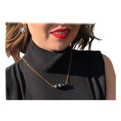 Snowflake Obsidian Yellow Gold Vermeil Necklace, Snowflake Obsidian Bar Necklace