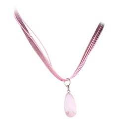 Rose Quartz Pendant Necklace, Natural Gemstone Necklace  by nlanlaVictory