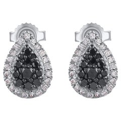 TJD Orecchini a goccia con diamante naturale da 0,25 carati in oro bianco 14 carati