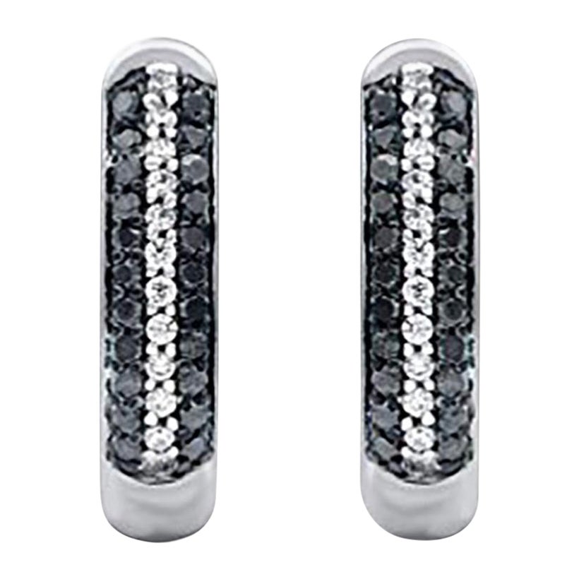 TJD 0.25 Carat Natural Diamond 14 Karat White Gold Huggie Hoop Earrings