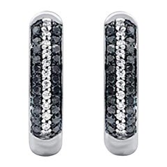TJD Pendientes de aro abrazador de oro blanco de 14 quilates con diamante natural de 0,25 quilates