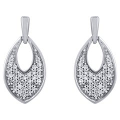 TJD 0.25 carat Natural Round Diamond 14 Karat White Gold Teardrop Earrings