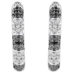 TJD 0.15 Carat Black Treated & White Diamond 14 Karat Gold Huggie Hoop Earrings