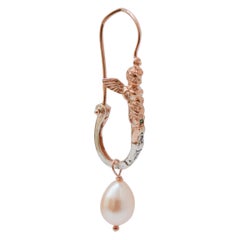 Perlen,  Ohrringe aus Tsavorit, Diamanten, Roségold und Silber.