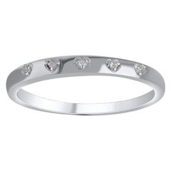 TJD Anillo de boda de oro blanco de 14 quilates con diamante redondo natural de 0,02 quilates