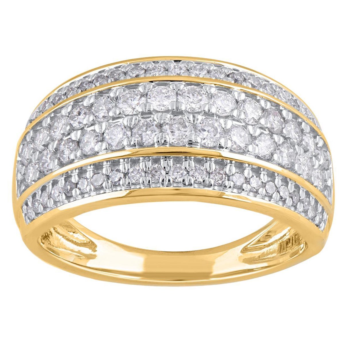 TJD 0.33 Carat Round Cut Diamond 14 Karat Yellow Gold Multi row Engagement Band