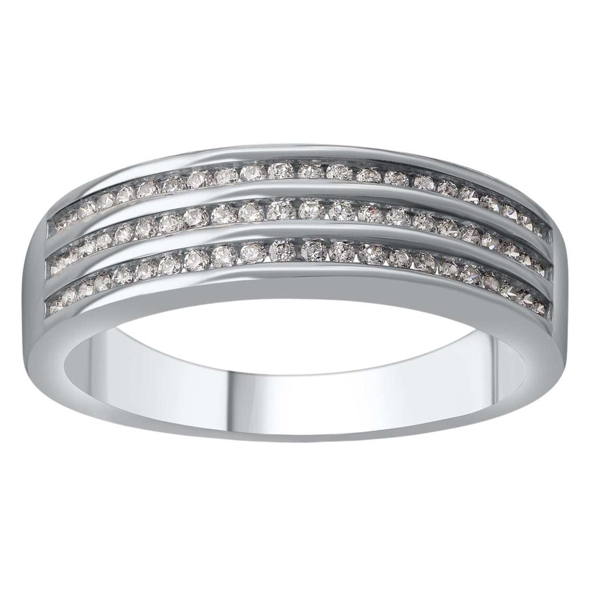 TJD Anillo de boda de oro blanco de 14 quilates con diamante natural de corte redondo de 0,33 quilates