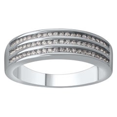 TJD Anillo de boda de oro blanco de 14 quilates con diamante natural de corte redondo de 0,33 quilates