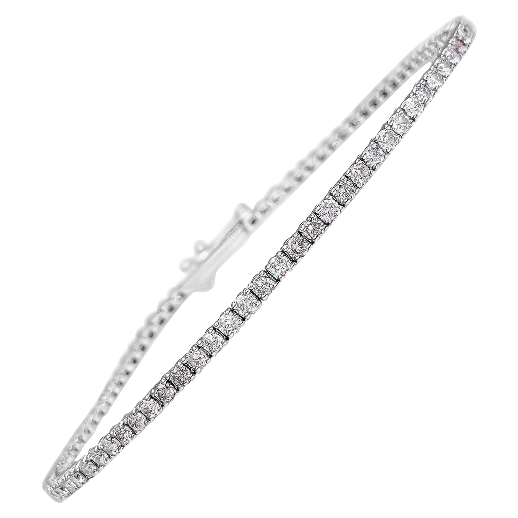NESSUNA RISERVA!  -  Bracciale Tennis con diamanti 1,50 carati E-G in oro bianco 14K