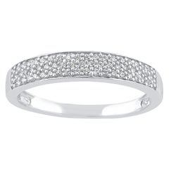 TJD Alianza apilable de oro blanco de 14 quilates con diamante natural de 0,25 quilates