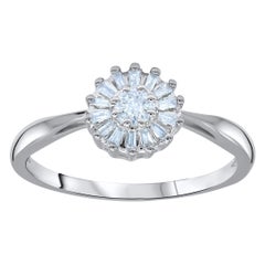 Bague grappe de diamants ronds naturels de 0,20 carat TJD en or blanc 14 carats