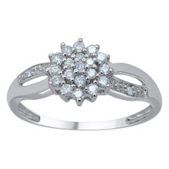 TJD 0,25 Karat natürlicher runder Diamant-Cluster-Ring aus 14 Karat Weißgold