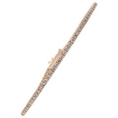 PAS DE RÉSERVE !  -  Bracelet tennis en or rose 14 carats avec diamants 2,96 carats E-G