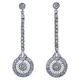 1920s Art Deco Diamond Gold Platinum Dangle Earrings