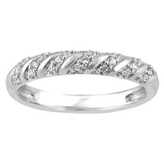 TJD Anillo de boda de oro blanco de 14 quilates con diamante talla brillante de 0,15 quilates