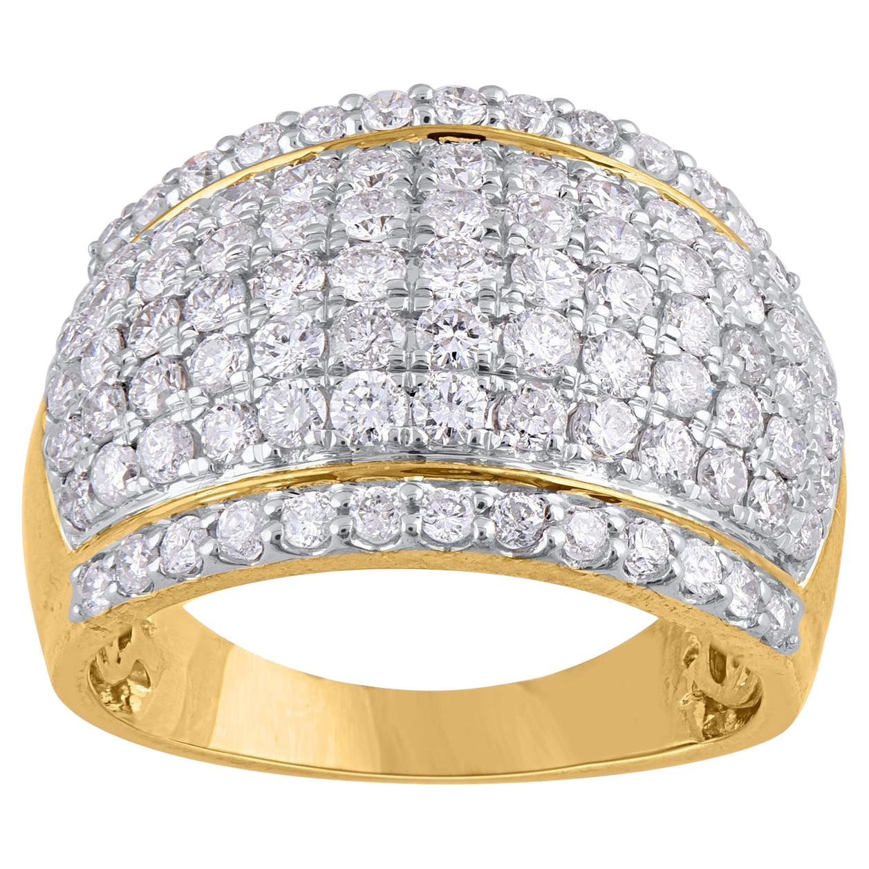 TJD Anillo de Aniversario con Diamante de Corte Brillante de 2,0 Quilates en Oro Amarillo de 14 KT