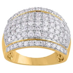 TJD Anillo de Aniversario con Diamante de Corte Brillante de 2,0 Quilates en Oro Amarillo de 14 KT