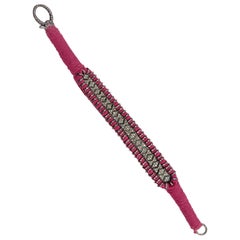 925 Sterling Silver Pave Diamond Thread Macrame BraceletAntique Finish Handmade