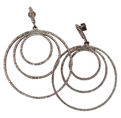 Pendiente de aro con diamante pavé de plata de ley 925 Regalo de boda para mujer.