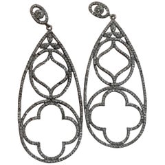 Ohrgehänge mit Tropfenohrringen, Pavé-Diamant 925 Sterlingsilber-Kronleuchter-Ohrringe, Geschenk.