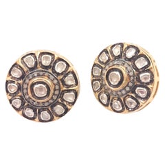 Natürliche Polki-Ohrstecker 925 Sterlingsilber Pave-Diamant-Ohrstecker Paar