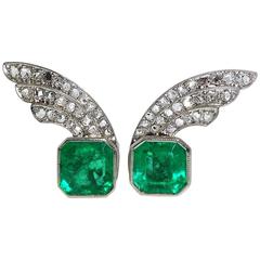 emerald diamond Platinum earrings.